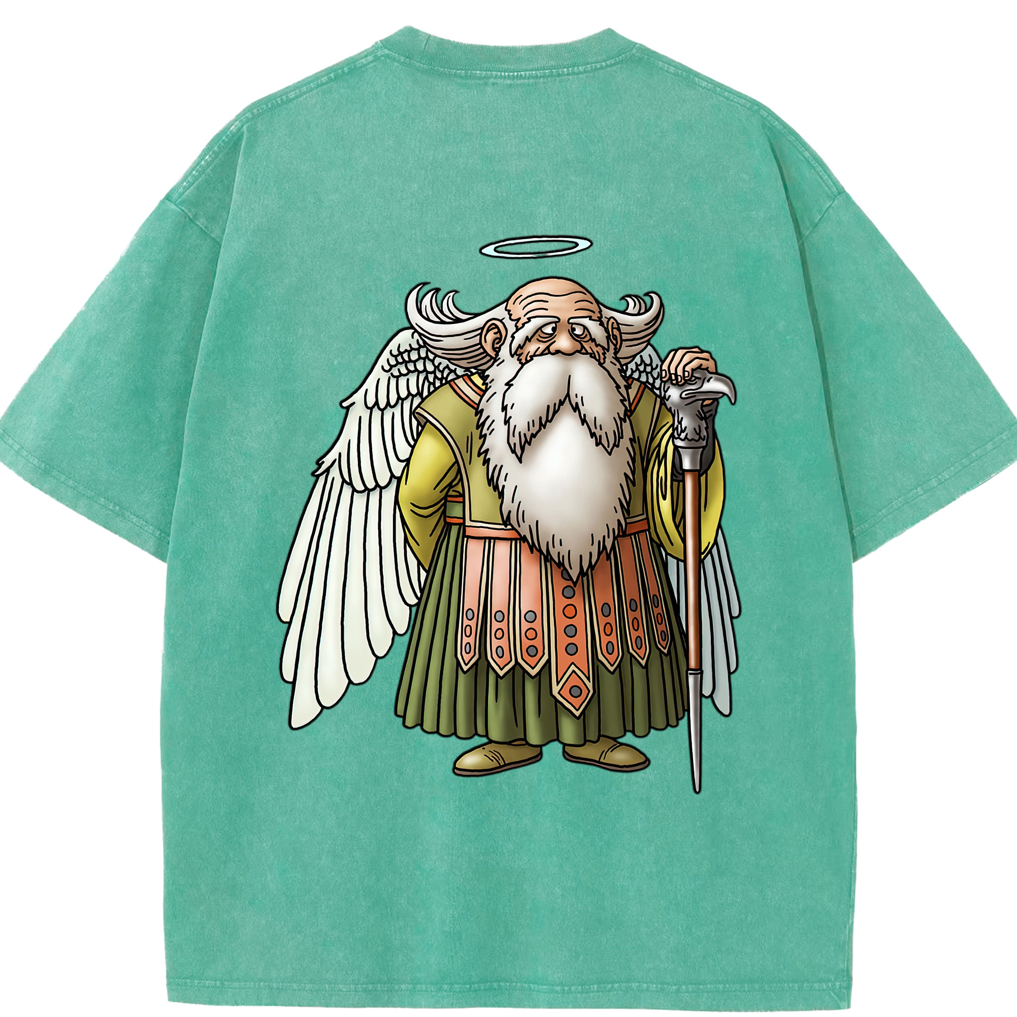 （画像用） ドラゴンクエスト Doragon Kuesuto Dragon Quest 綿100% ヴィンテージ風 半袖Tシャツ（背面プリント）